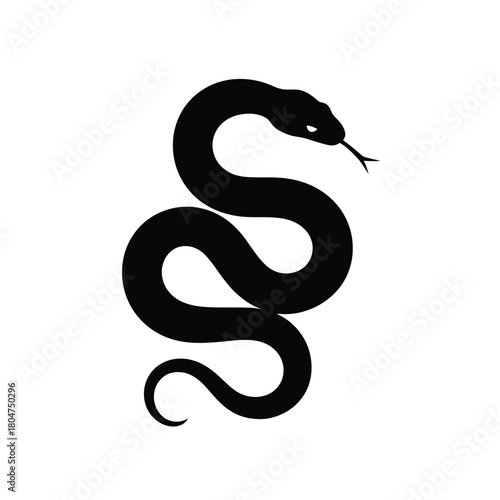 Black silhouette of a coiled snake with its tongue out