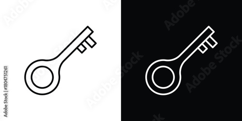 key icons. Vector black and line icon, EPS10