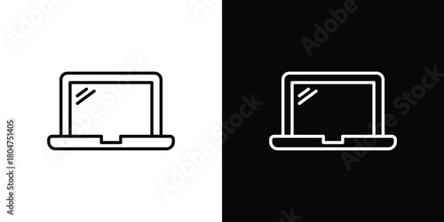 Laptop icons. Vector black and line icon, EPS10