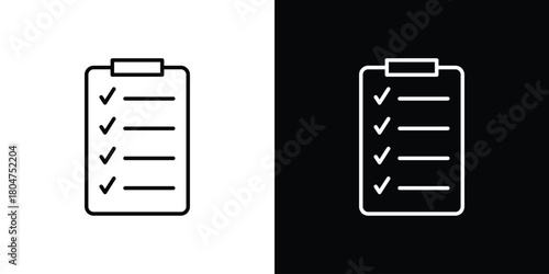 List check icons. Vector black and line icon, EPS10