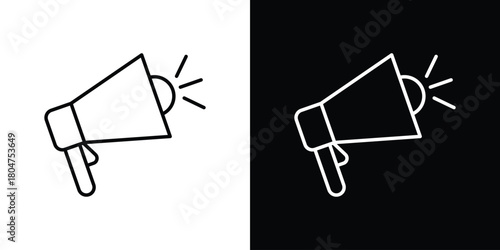 Megaphone icons. Vector black and line icon, EPS10