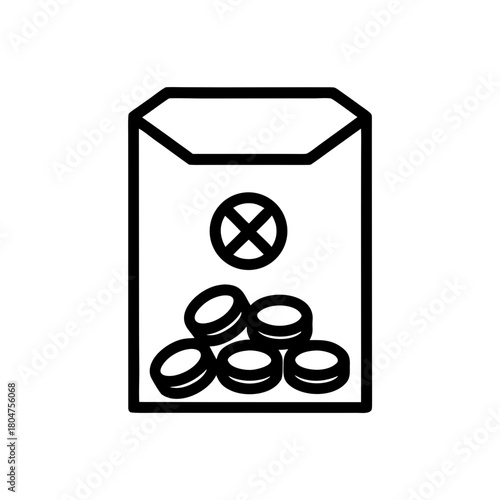 Envelope filled with coins and a crosshair symbol inside on transparent background