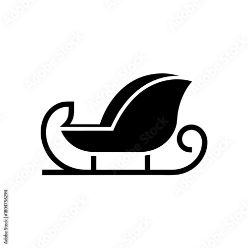 Illustration of a black silhouette of santa's sleigh on transparent background