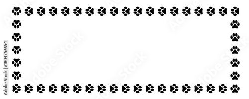 paw print border frame in black and white, perfect for pet-related designs.