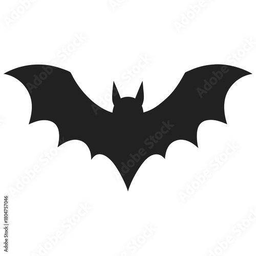 Black bat silhouette with wings spread wide