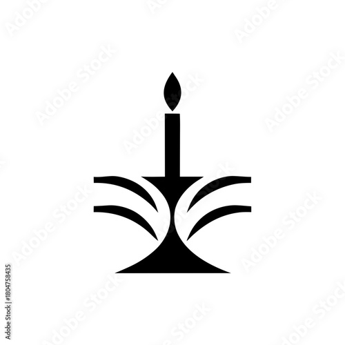 Illustration of a candle with decorative elements on transparent background