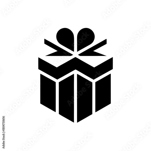 Stylized graphic of a gift box with heart decoration on transparent background
