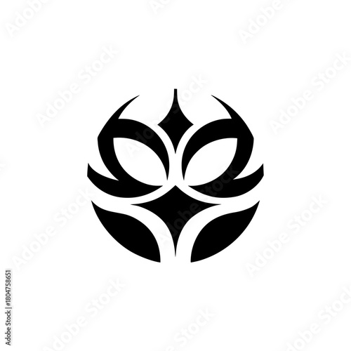 Abstract floral design with symmetrical petal shapes on transparent background