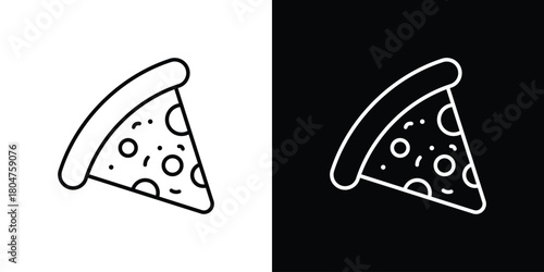Pizza slice icons. Vector black and line icon, EPS10