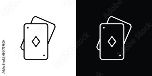 Playing cards icons. Vector black and line icon, EPS10