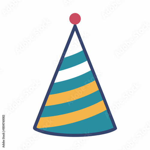 Festive striped party hat with red pom pom