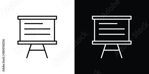 Presentation icons. Vector black and line icon, EPS10