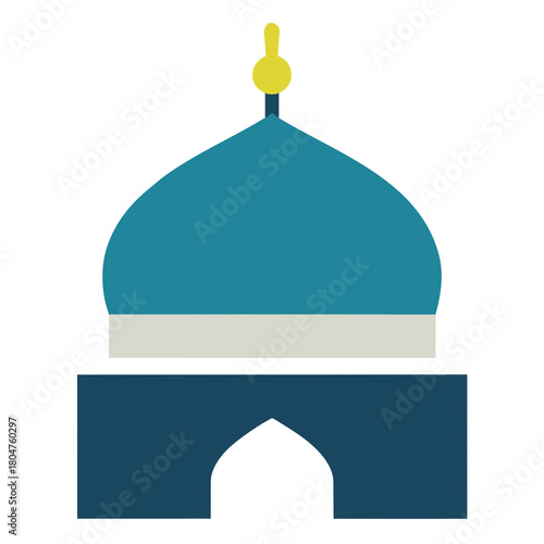 Stylized blue mosque dome with archway
