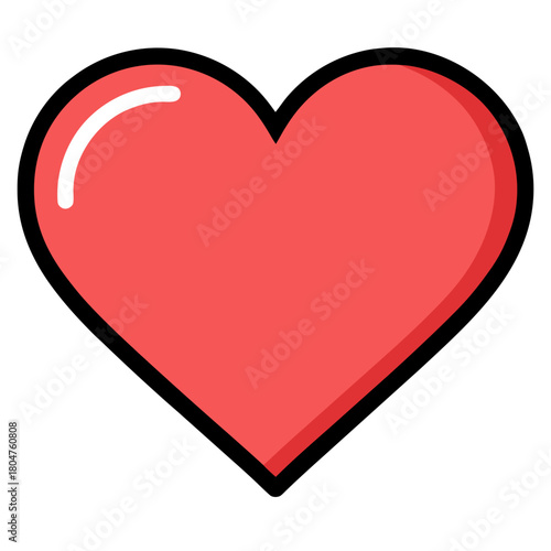 Simple red heart icon with black outline and highlight Free Download Simple red heart icon with black outline and highlight - GFXLoad