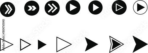 Collection of hand drawn arrow icons for navigation and playback functions