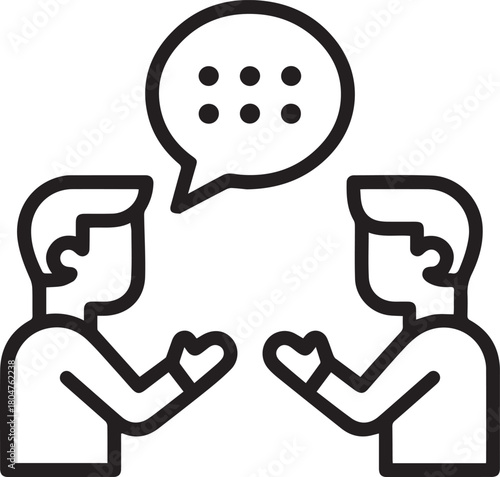 Dynamic business discussion icon for teamwork, collaboration, and effective communication in modern organizations needing strategic partnership visuals