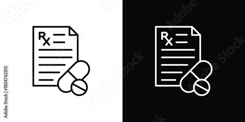RX icons. Vector black and line icon, EPS10