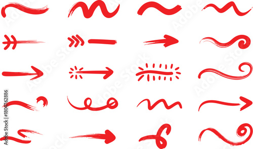 Hand drawn red arrows and decorative lines