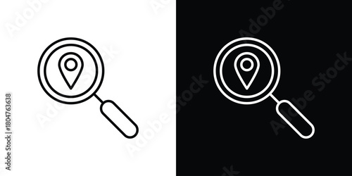 Search Location icons. Vector black and line icon, EPS10
