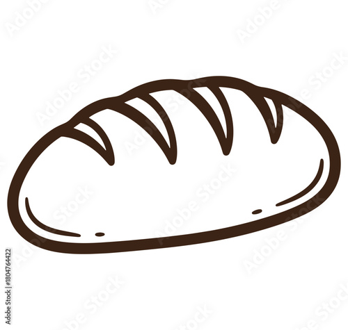 Simple hand drawn loaf of bread icon illustration in brown color for design elements