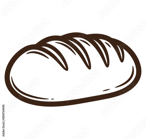 Simple hand drawn loaf of bread icon illustration isolated on white background for design