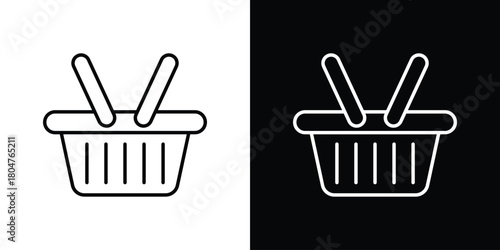 Shopping basket icons. Vector black and line icon, EPS10