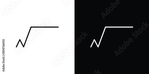 Square root icons. Vector black and line icon, EPS10