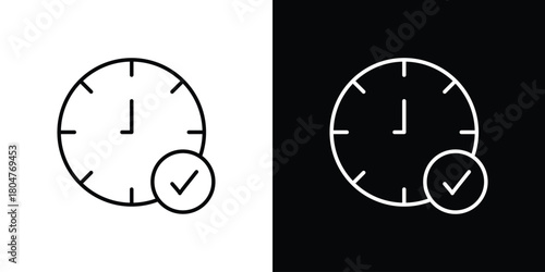 Time check icons. Vector black and line icon, EPS10