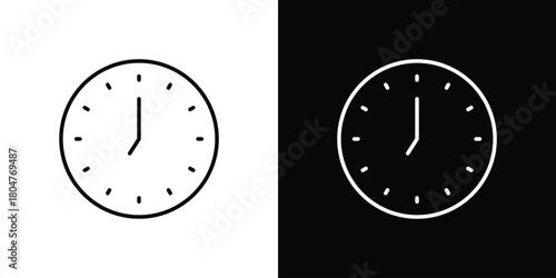 Time clock icons. Vector black and line icon, EPS10