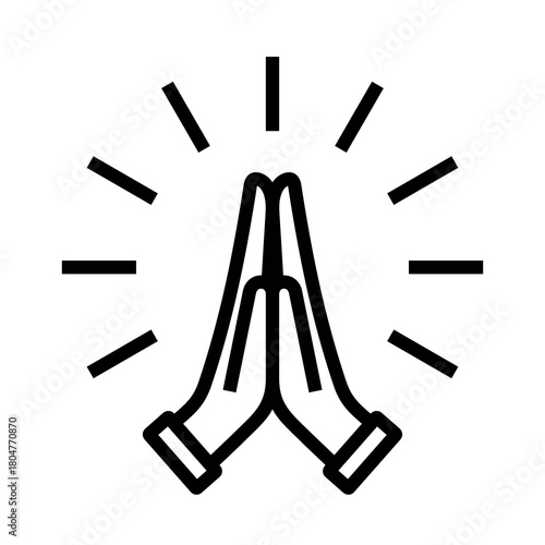 Prayer icon. Emoji of clasped hands, palms. Symbol of request, apology, or gratitude. Pictogram for "please," "thank you," or "thank you." Christian hands gesture or Thanksgiving Day.