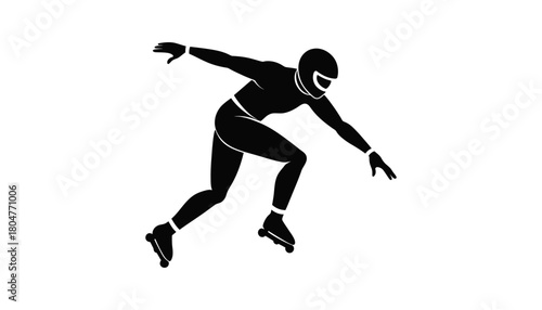 Roller skating speed skater inline skating vector illustration