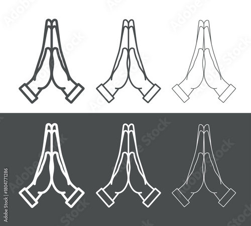 Prayer icon. Emoji of clasped hands, palms. Symbol of request, apology, or gratitude. Pictogram for "please," "thank you," or "thank you." Christian hands gesture or Thanksgiving Day.