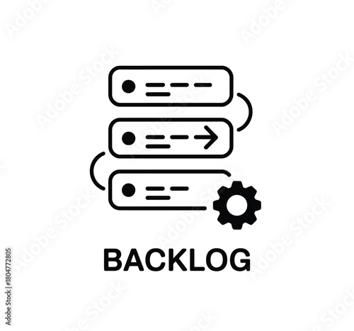 Agile project management backlog icon with gear