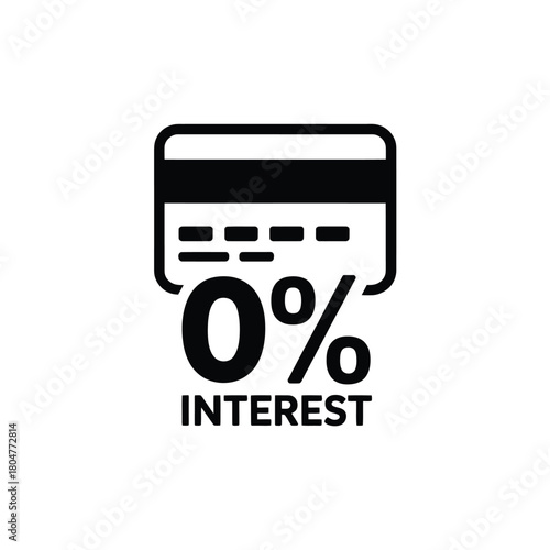 Credit card with zero percent interest offer icon