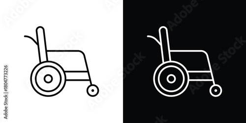 Wheelchair icons. Vector black and line icon, EPS10