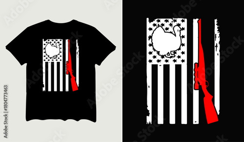 Turkey Hunting American Flag t-shirt design for t-shirt quotes or poster svg printable cut file