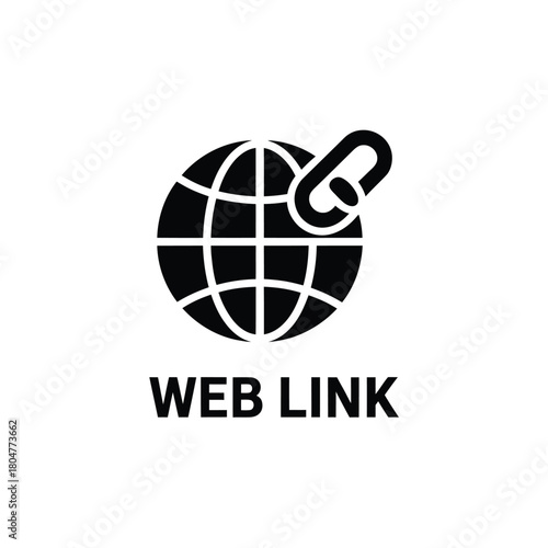 Global web link icon with text