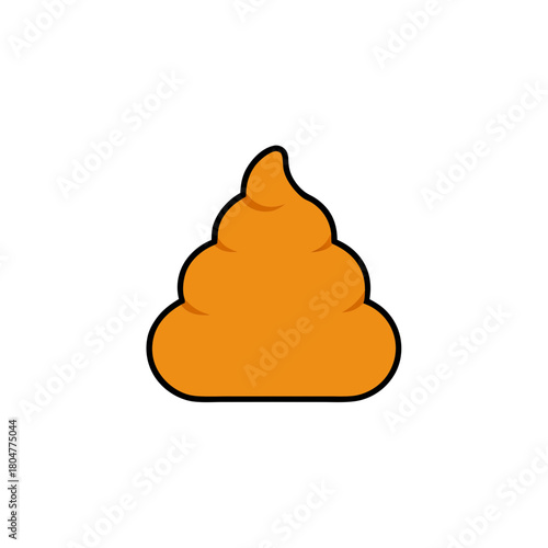 Stylized orange poop emoji against a black background