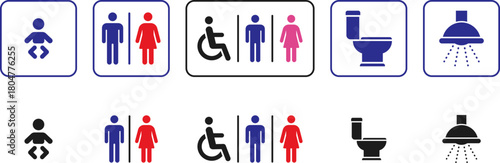 Gender signs for public restrooms. Toilet vector icon. WC sign.