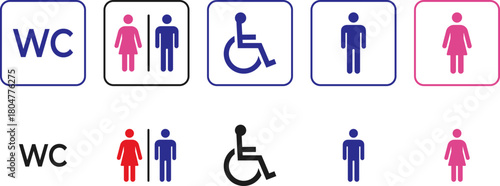Gender signs for public restrooms. Toilet vector icon. WC sign.