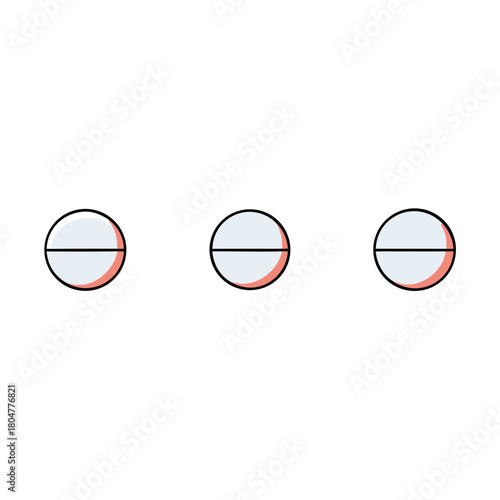 Three white pills with a line down the middle on black background