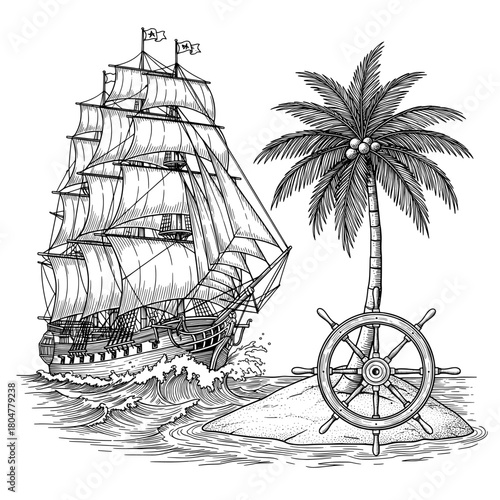 pirate ship on the beach