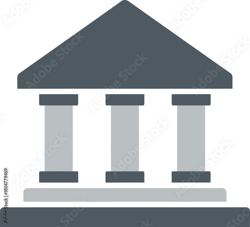 Minimalist bank building icon representing finance and stability