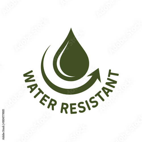 Water resistant symbol icon with droplet and arrow