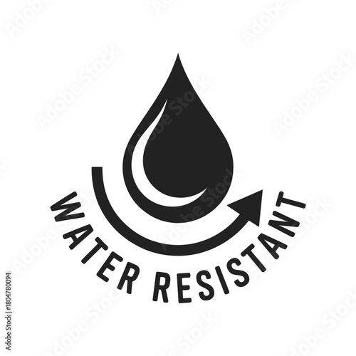 Water resistant symbol icon with droplet and arrow