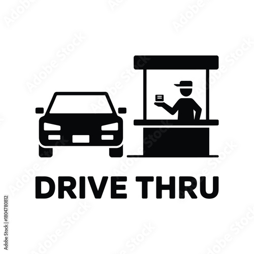 Simple drive thru icon showing car and service window