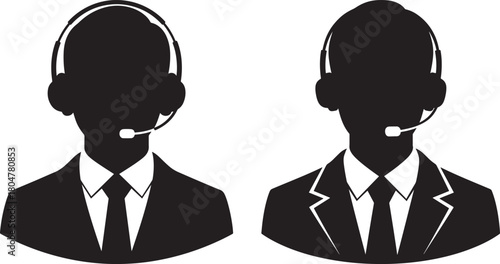 Two customer service representatives silhouette