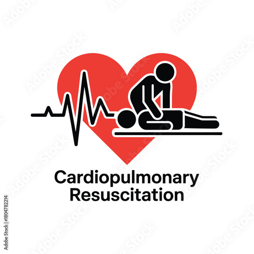 Cardiopulmonary resuscitation cpr heartbeat medical emergency icon