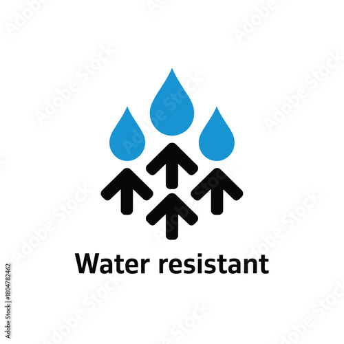Water resistant symbol with arrows and water droplets