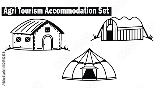 Agri tourism accommodation set vector illustration design